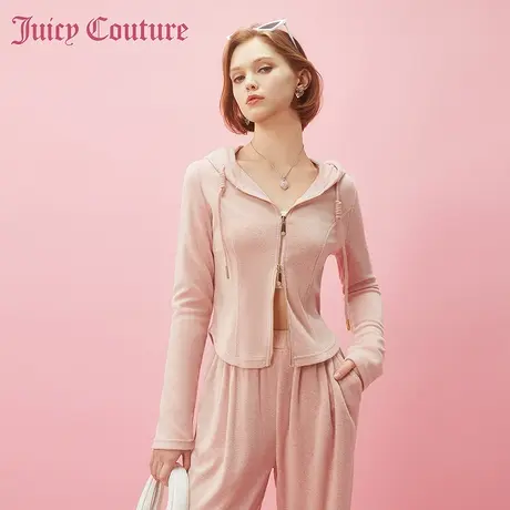 Juicy Couture橘滋2024早春日穿搭新款女装金属拉链拼缝女士外套图片