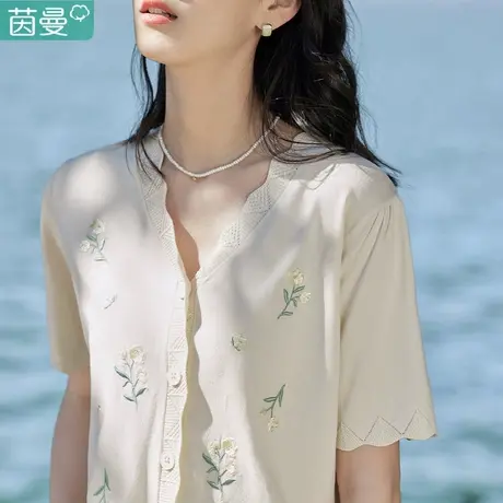 茵曼旗舰店防晒开衫女薄款冰丝短袖女夏针织上衣空调衫外搭高级感图片