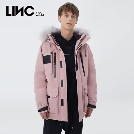 LINC金羽杰2023冬新款反季男款羽绒服中长款派克外套专柜断码清仓商品大图