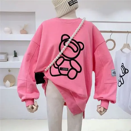 卫衣女春秋薄款2021新款韩版ins潮可爱小熊宽松大码百搭无帽上衣商品大图