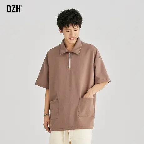 男士夏季Polo衫男短袖t恤男款半袖潮牌上衣2023新款男装纯色体恤商品大图