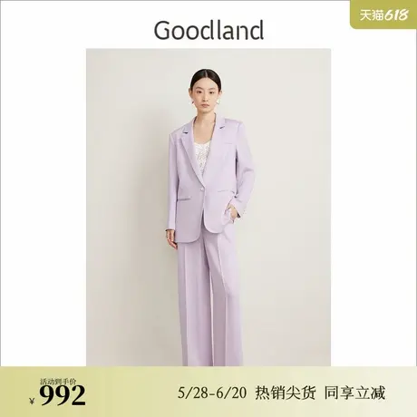 【醋酸系列】Goodland美地春季法式优雅休闲西装外套图片