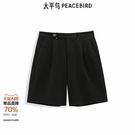 太平鸟男装 休闲裤夏季中短裤黑色商务西裤休闲中裤男士五分裤商品大图
