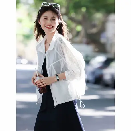 时尚气质休闲薄款轻薄透气外套女士2025年夏季遮阳衫上衣图片