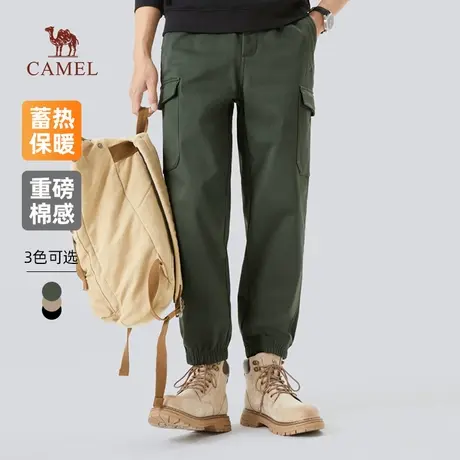 骆驼男装纯棉工装裤男士2025新款冬季加绒保暖宽松束脚休闲长裤子商品大图