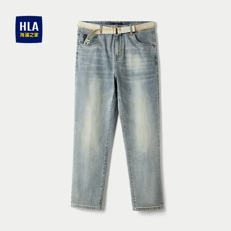 HLA/海澜之家棉弹牛仔九分裤2025春夏新款中腰五袋款宽松裤子男图片