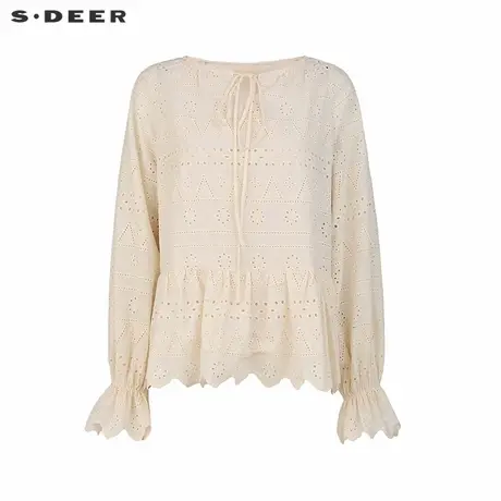 【好物体验专享】sdeer圣迪奥25年新品度假风绣花上衣S253Z3202商品大图