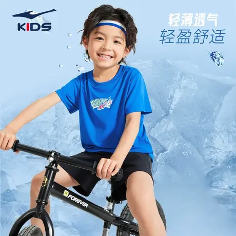 商场同款鸿星尔克童装男童透气短袖T恤2025夏季新款儿童短t小女孩图片