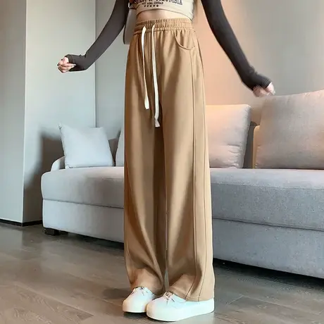 高腰韩版阔腿拖地长裤女2023春秋季新款宽松百搭运动休闲裤潮ins图片