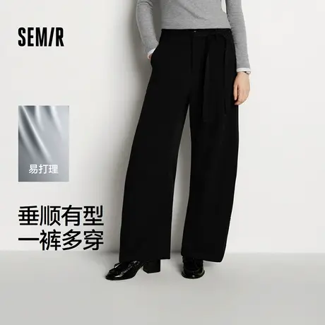 森马休闲裤女设计感易打理黑色宽松长裤2025冬新款时尚阔腿裤通勤商品大图