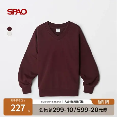 SPAO韩国同款2025年秋季新品女士时尚潮流气质V领长袖落肩卫衣商品大图