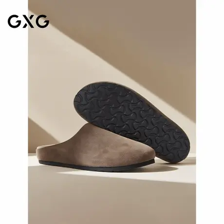 GXG通勤男鞋勃肯鞋反绒休闲一脚蹬懒人外穿包头拖鞋商品大图