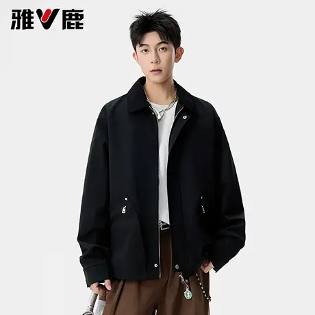 雅鹿巴恩风宽松翻领休闲夹克衫男2026春季新款青年时尚高级感外套图片