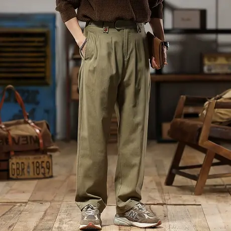 时尚百搭工装裤高密人字斜纹精梳棉潮舒适多口袋潮流宽松工装男裤商品大图