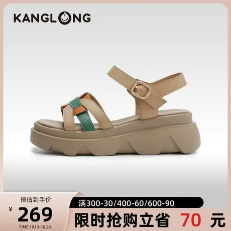 【门店发货】康龙女鞋 2023夏季新款厚底凉鞋一字带时尚罗马凉鞋商品大图