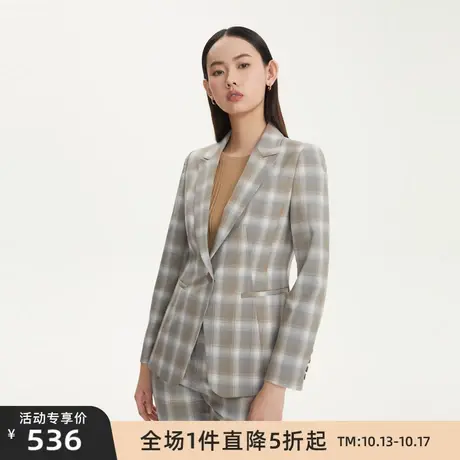LANCY/悦朗姿羊毛千鸟格西装女秋季新款高级感女休闲格纹外套图片