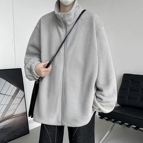 摇粒绒夹克男秋冬季新款抓绒内胆外套男青少年冬装休闲宽松上衣服商品大图