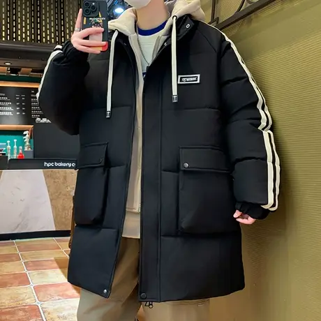 男士外套冬季棉服2023新款加厚保暖工装棉衣青少年潮流百搭黑袄子商品大图