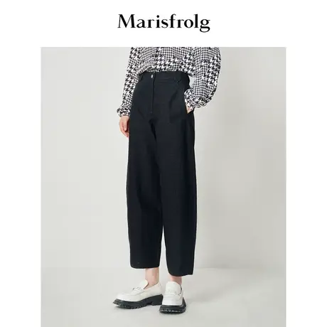【意大利进口面料】玛丝菲尔春季新款黑色萝卜裤牛休闲裤宽松女图片
