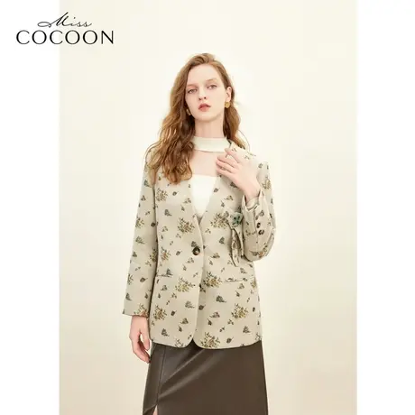 MISSCOCOON美拉德优雅气质外套2023冬装新款女装钉珠蝴蝶结西装商品大图