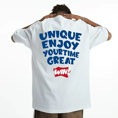 国潮宽松西海岸高街美式字母t恤短袖男夏季大码潮牌加肥加大半袖商品大图