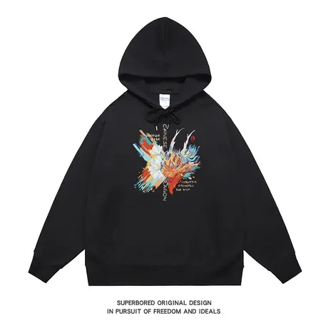 2023春秋季国潮龙年卫衣男秋冬加绒休闲宽松连帽套头情侣装上衣商品大图