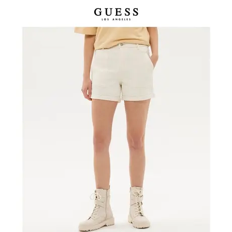 【38上新季】GUESS  女超大口袋设计中腰翻边显瘦a字牛仔短裤图片