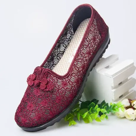 春夏季老北京布鞋老人软底女网鞋防滑妈妈鞋中老年奶奶网面洞洞鞋商品大图