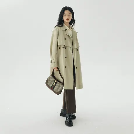 omont蛋挞家 风衣外套女2023年秋季新款休闲薄款小个子中长款外套图片