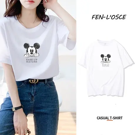 白色短袖t恤女2023年夏季新款设计感小众美式复古宽松纯棉上衣潮商品大图