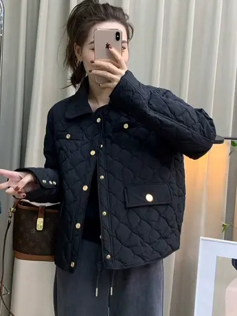 欧货时尚小香风羽绒棉服女2023冬季新款设计感休闲百搭棉衣外套潮图片