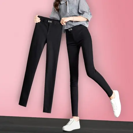 加绒黑色打底裤女外穿春秋冬款女裤紧身小脚裤新款显瘦高腰裤子女图片
