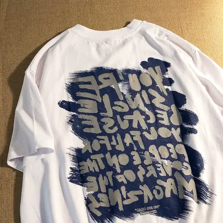 纯棉大码短袖t恤女ins潮宽松显瘦体桖设计感小众夏季韩风chic上衣商品大图