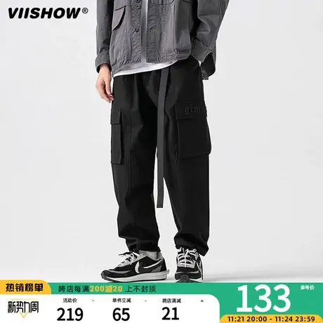 VIISHOW休闲长裤男宽松冬季直筒阔腿裤机能工装裤束脚裤子男潮牌商品大图
