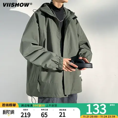VIISHOW日系冲锋夹克2023秋季新款外套男连帽上衣男宽松百搭夹克商品大图