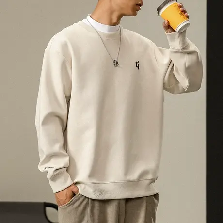 时尚潮流百搭青少年卫衣韩版秋季男装卫衣简约长袖圆领卫衣男装图片