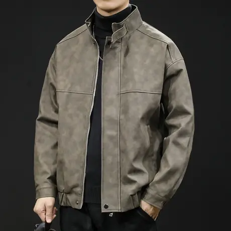 机车皮衣外套男2024新款春秋季高级感美式复古男士飞行员夹克大码图片
