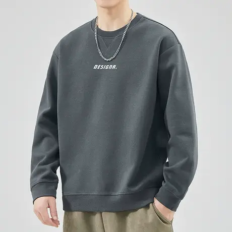 男款重磅圆领卫衣春秋款情侣装长袖上衣服春季中性风t恤男装春装商品大图