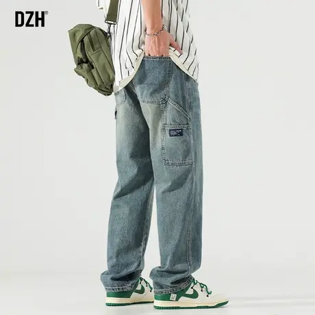 男士牛仔裤春夏款网红爆款直筒宽松裤子男美式高街休闲长裤牛子裤商品大图