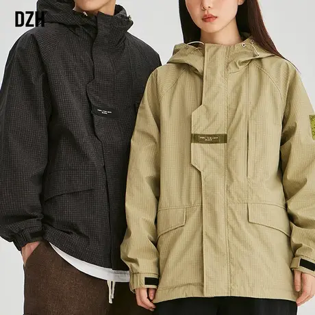 情侣美式夹克外套男秋季高级感痞帅2024新款工装连帽冲锋衣情侣装商品大图