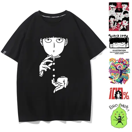 秀洛灵能百分百短袖T恤周边影山茂夫联名体恤情侣装设计感小众图片