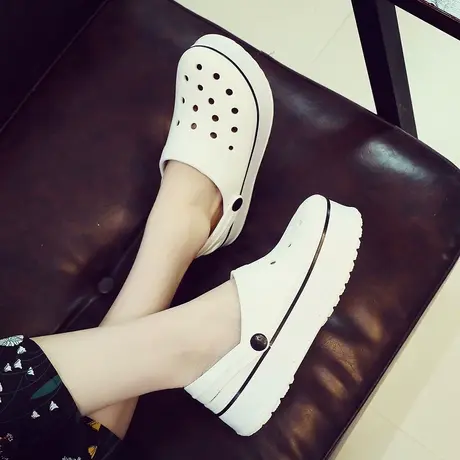 拖鞋洞洞鞋女时尚外穿2024新款夏季包头防滑护士凉鞋厚底沙滩拖鞋商品大图