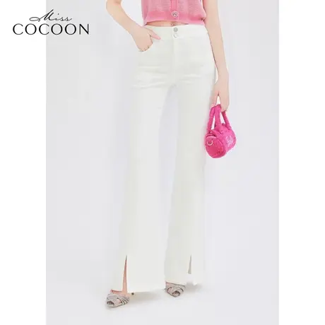 MISSCOCOON【拾光纪】24春新款经典百搭舒适微喇高腰修身牛仔长裤图片