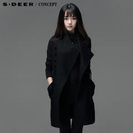 sdeer圣迪奥专柜正品2013新款女装冬斜搭系绳马甲3481606图片