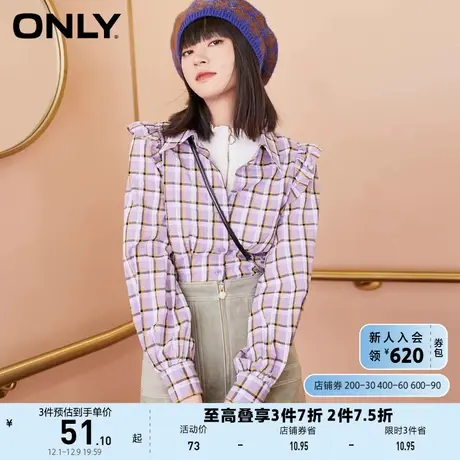 ONLY奥莱夏季时尚格纹泡泡袖设计休闲上衣日系衬衫女商品大图