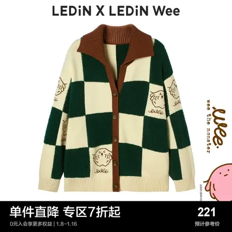 【Wee联名系列】乐町格纹毛衣外套女秋冬开衫C1EDC4401图片