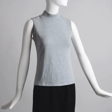 半高领罗纹棉背心女秋季无袖内搭打底衫 大码 t胖mm商品大图