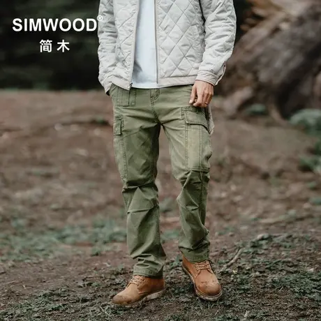 Simwood简木男装【LS07宽松直筒】340g经纬竹节重磅工装伞兵裤商品大图