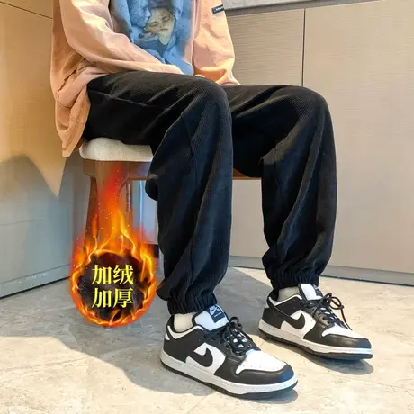 休闲裤男款冬款2023新款灯芯绒加绒运动裤长裤宽松秋冬束脚裤卫裤商品大图