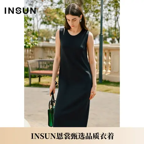 INSUN恩裳夏季修身H型无袖冰丝连衣裙图片